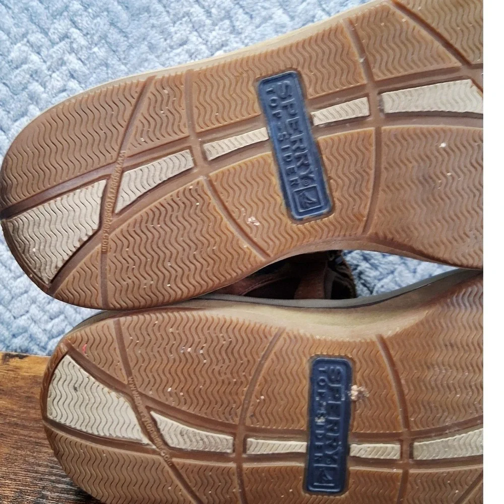 Sperry‎ Top-Sider Mens Baitfish Tan Leather Adjustable Sport Sandals Size 9M